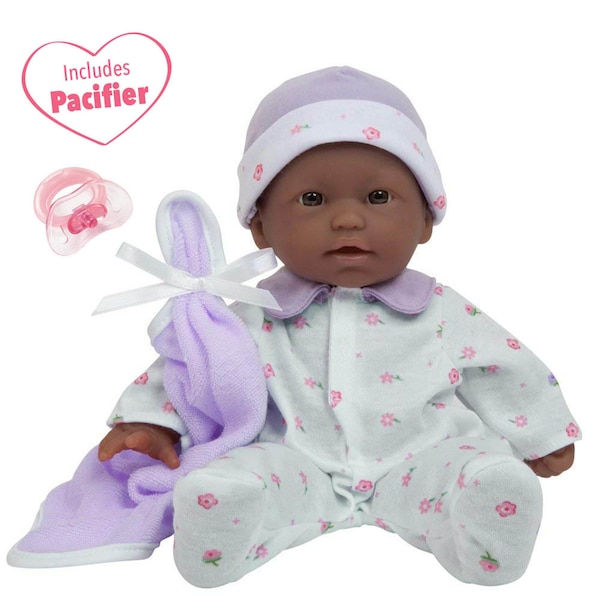 Jc Toys La Baby Soft 11in. Baby Doll, Purple with Blanket, African-American 13108 - main